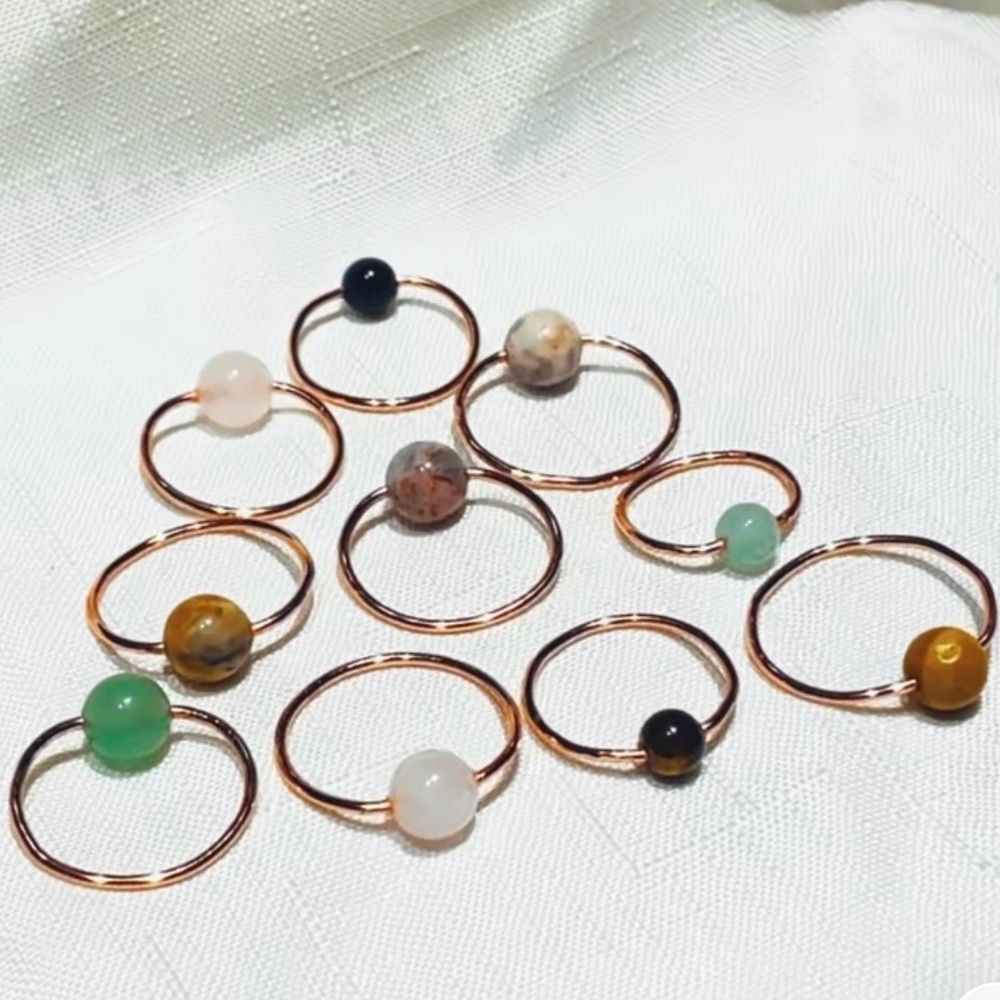 Handmade Copper Stackable Rings with Gemstones